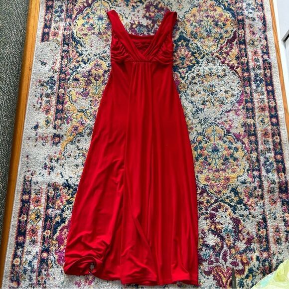 90s Vintage Deep Red ruched sexy sleeveless  Formal maxi dress - Picture 6 of 8
